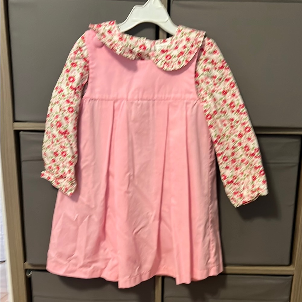 Delaney Pink Corduroy Jumper with Flower Print Top
Size 4